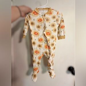 Milkberry Baby Sunflower Pumpkin Ruffle Butt Footie Bamboo Pajamas 6-9 Months